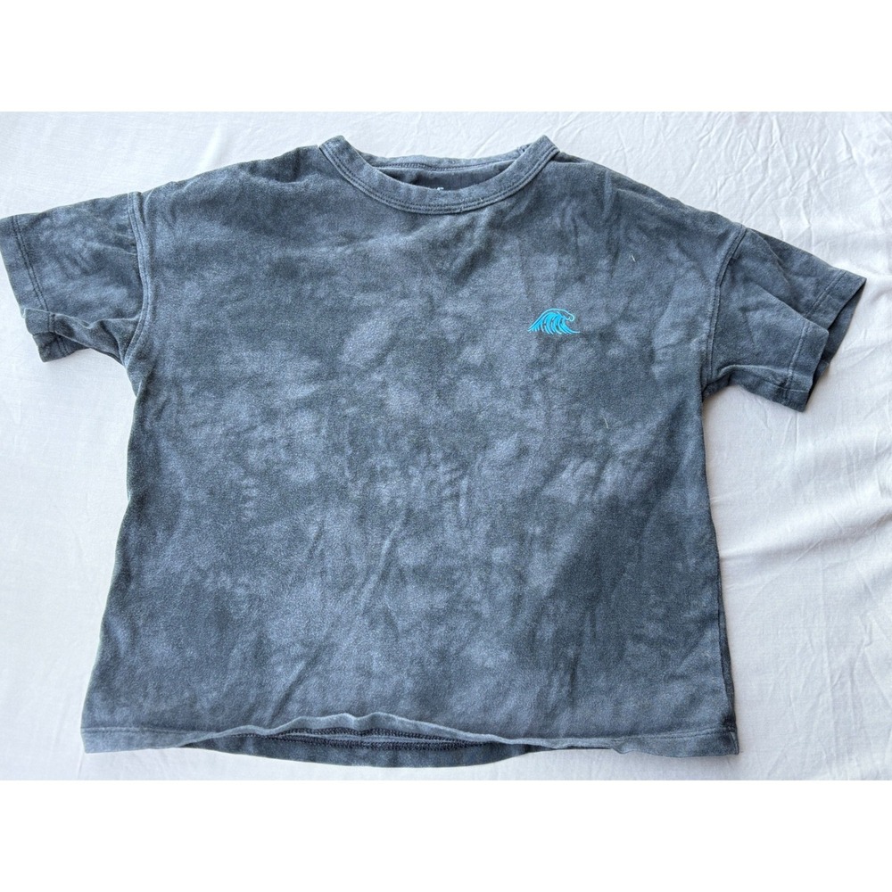 Cat & Jack Kids Ride The Wave Acid Wash T-Shirt Grey Blue XS 4/5 Short Sleeve